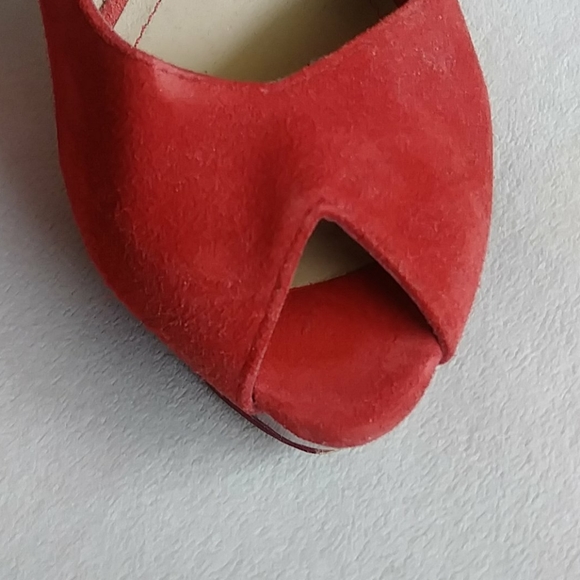 ZARA red suede peep toe Heels - Picture 4 of 11